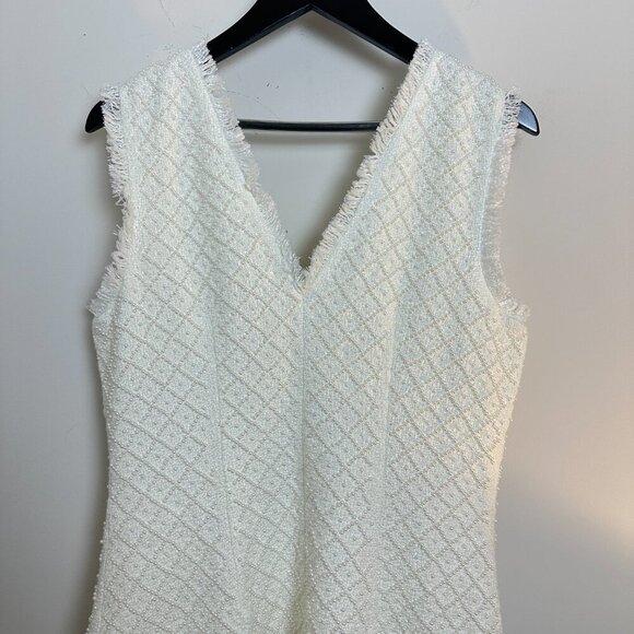 Anthropologie BHLDN Ella V-Neck Pearl Tweed Mini Dress in White Size Medium - Picture 9 of 15